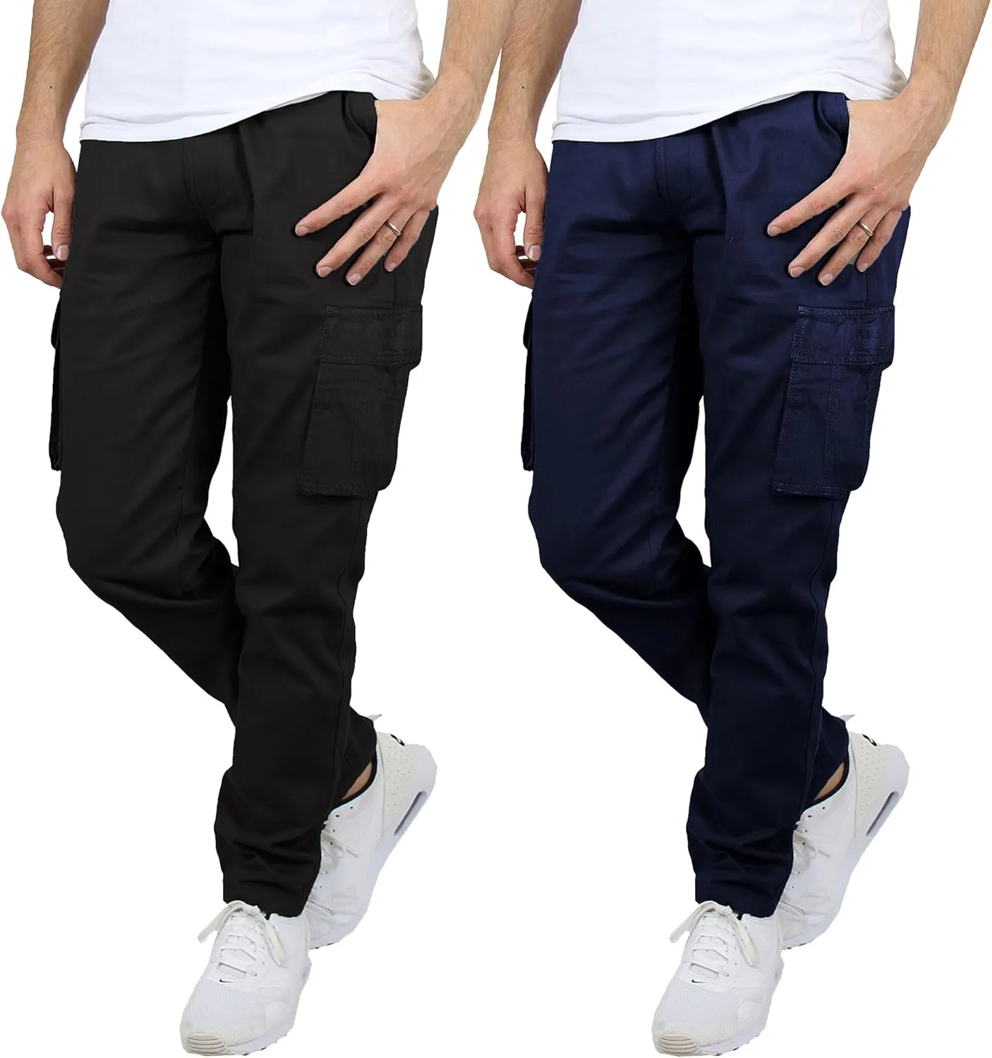 2-Pack Men's Flex-Stretch Cotton Cargo Pants, 31-Inch Inseam - Comfortable and Durable