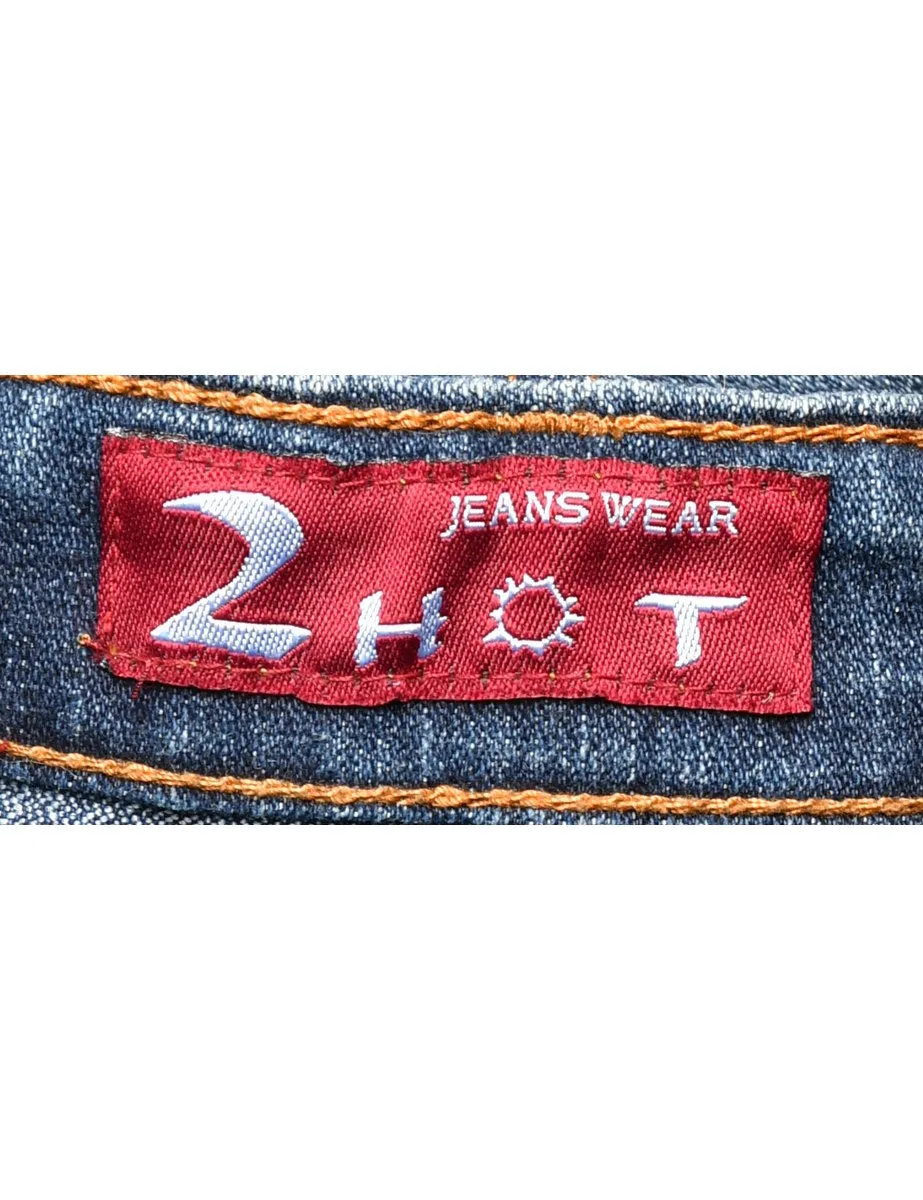 A-Line Corset Detail 1990s Denim Skirt - M