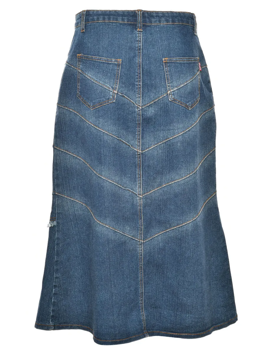 A-Line Corset Detail 1990s Denim Skirt - M