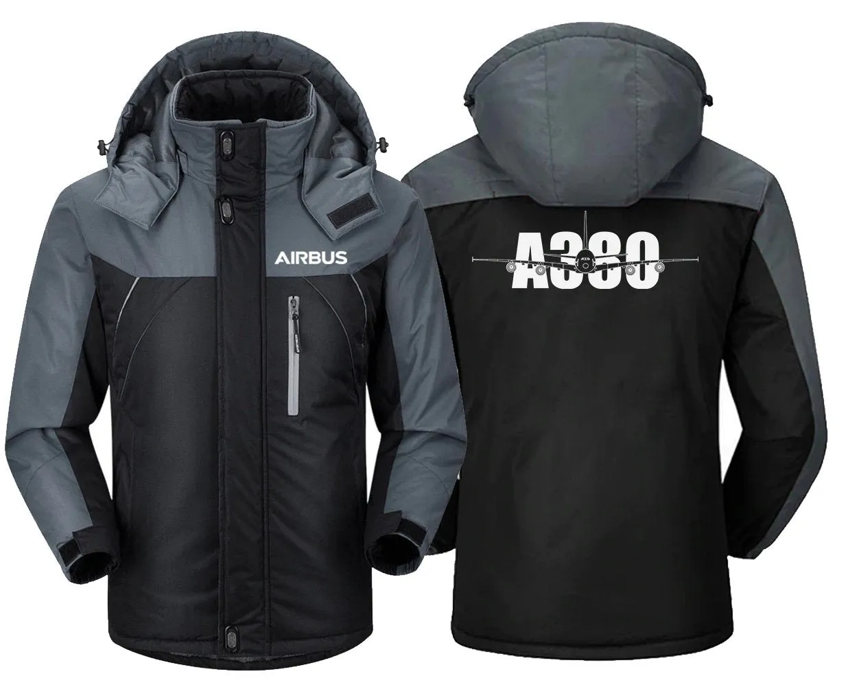 Airbus A380 Winter Jacket - Water-Resistant, Snow-Resistant, Slim Fit Windbreaker with Utility Pockets