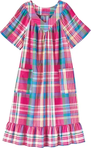 AmeriMark Casual Womens Muumuu House Dress Comfortable Flowy Short Sleeve Patio Sun Dress Lounger Gown Sleepwear for Ladies