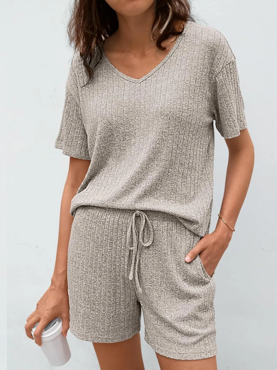 AUTOMET Womens Pajamas 2 Piece Lounge Sets Summer Tracksuits Ribbed Spring Outfits Matching Vacation Clothes Loungewear