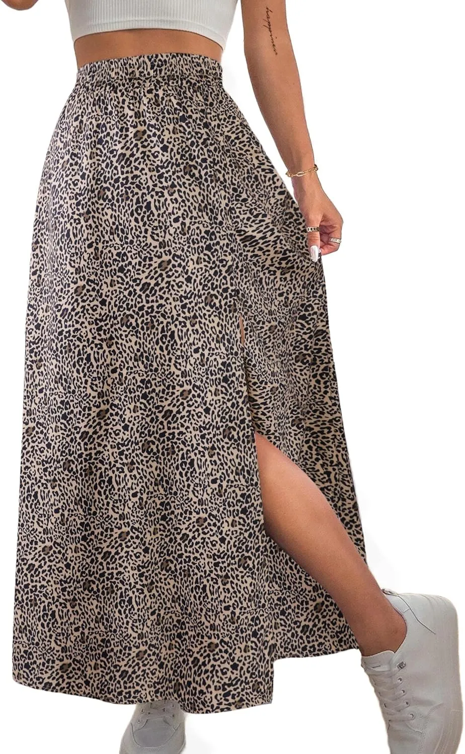 Avanova Women Boho Floral Slit Maxi Skirt Split Thigh High Waisted Long Sexy Skirt