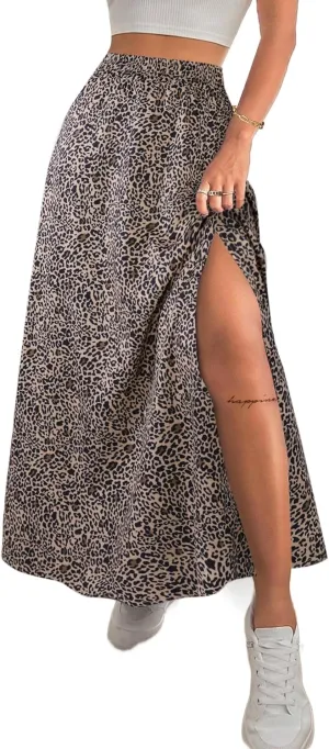 Avanova Women Boho Floral Slit Maxi Skirt Split Thigh High Waisted Long Sexy Skirt