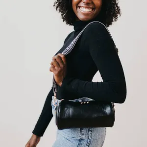 Bellamy Barrel Boho Tapestry Crossbody Strap Bag Black
