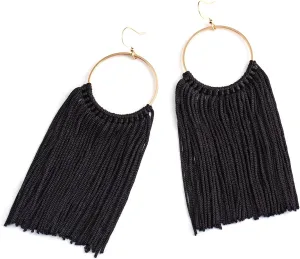 Boho Tassel Earrings for Women - Statement Fringe Hoop Earrings, Trendy Western Earrings