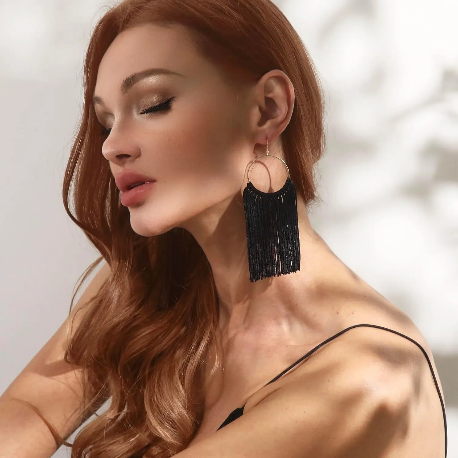 Boho Tassel Earrings for Women - Statement Fringe Hoop Earrings, Trendy Western Earrings