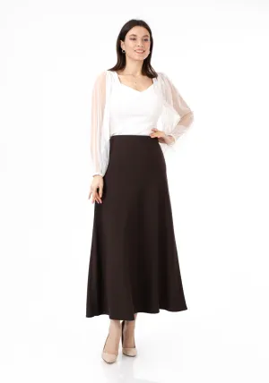Brown A-Line Style Comfy Maxi Dress Skirt - G-Line