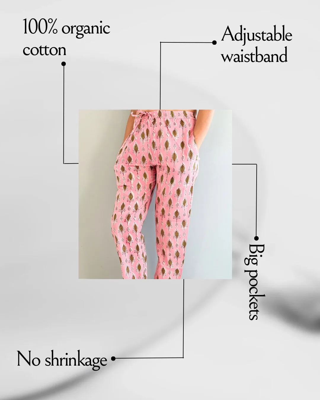 Cotton Pajama Pants Women - Rosy Foliage