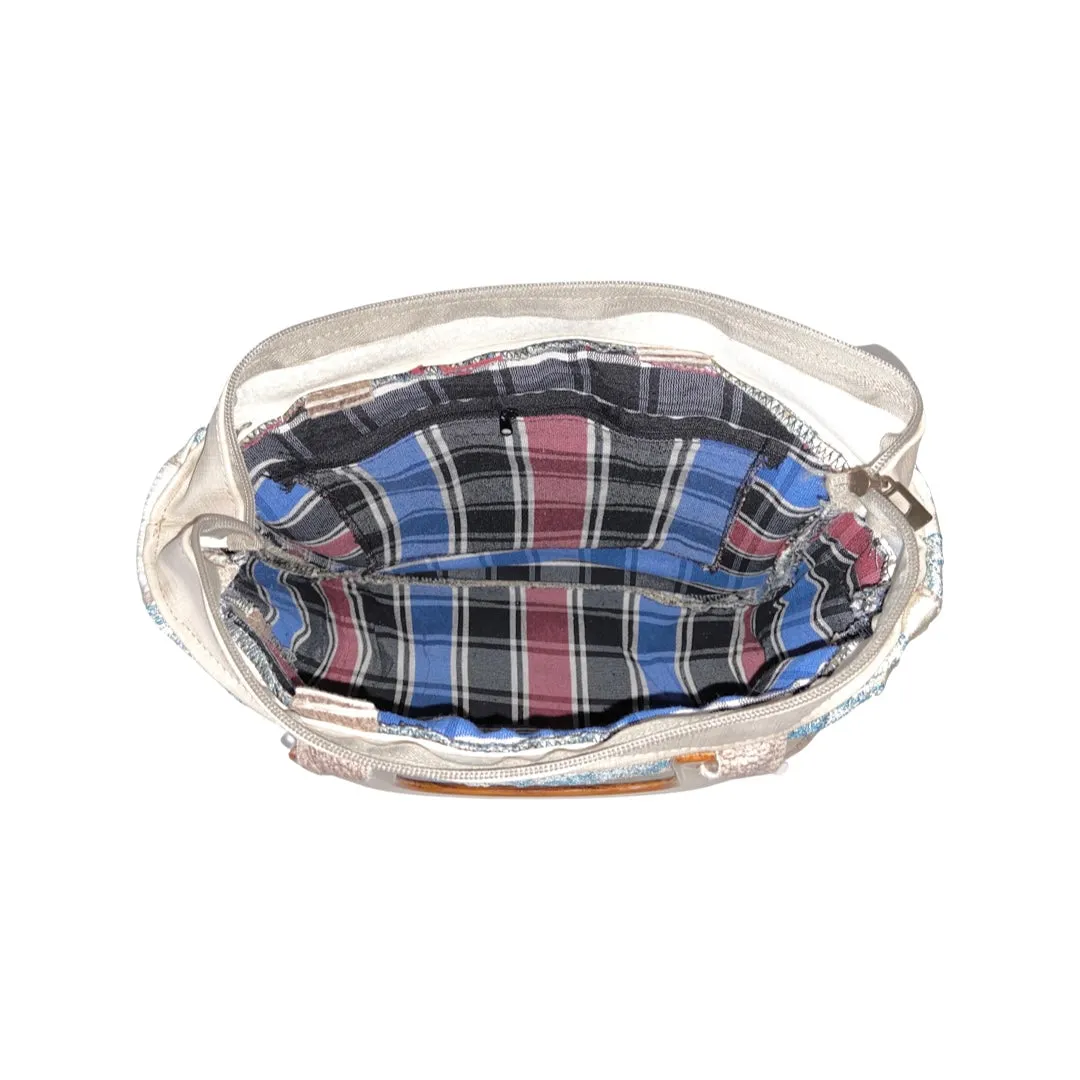 Crossbody Casual Bag - Bag with A Wooden Handle
