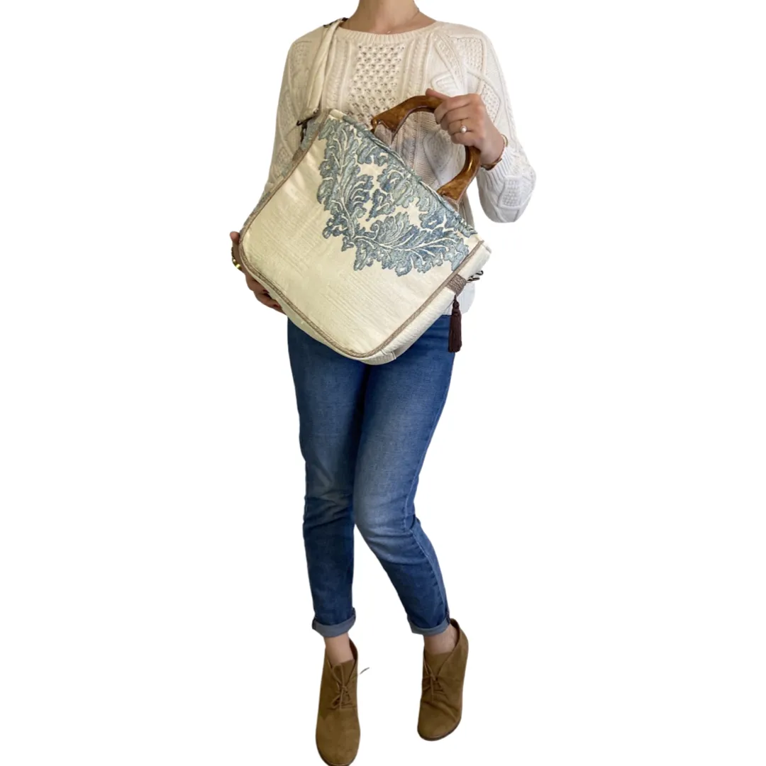 Crossbody Casual Bag - Bag with A Wooden Handle