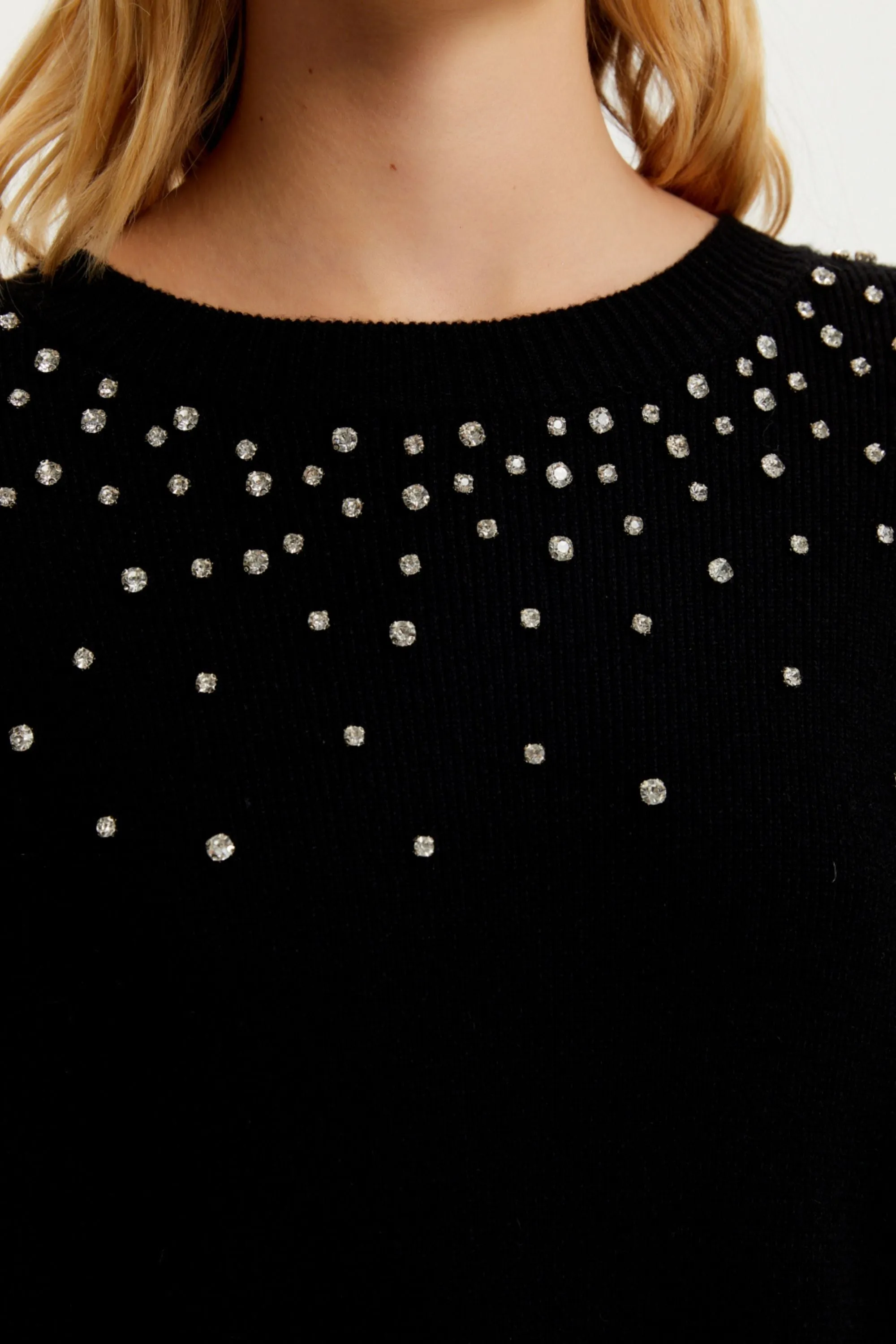 Crystal Stone Detailed Knit Sweater (Final Sale)