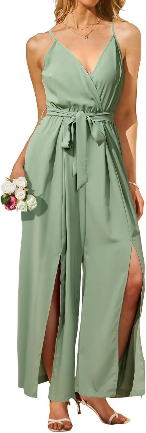 CUPSHE Women's Jumpsuits Floral Tropical Wide Leg Jumpsuit Sleeveless Overall V Neck Outfit Casual