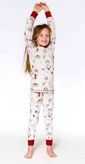 Deux Par Deux Christmas Unicorns Organic Cotton 2 Piece Pajama Set: Size 2 to 12 Years