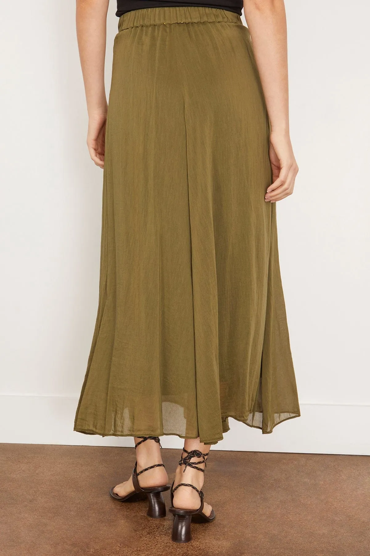 Essential Cotton Silk Voile Skirt in Olive