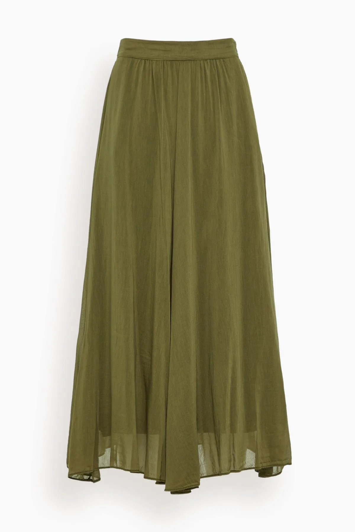 Essential Cotton Silk Voile Skirt in Olive