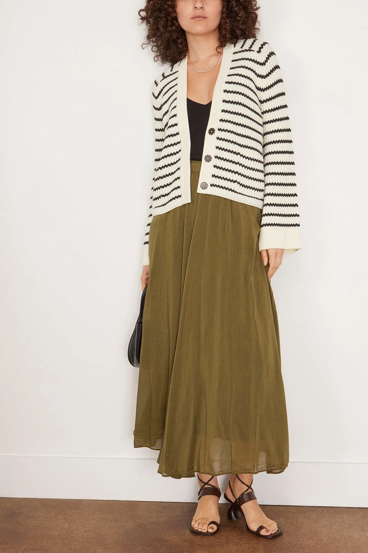Essential Cotton Silk Voile Skirt in Olive