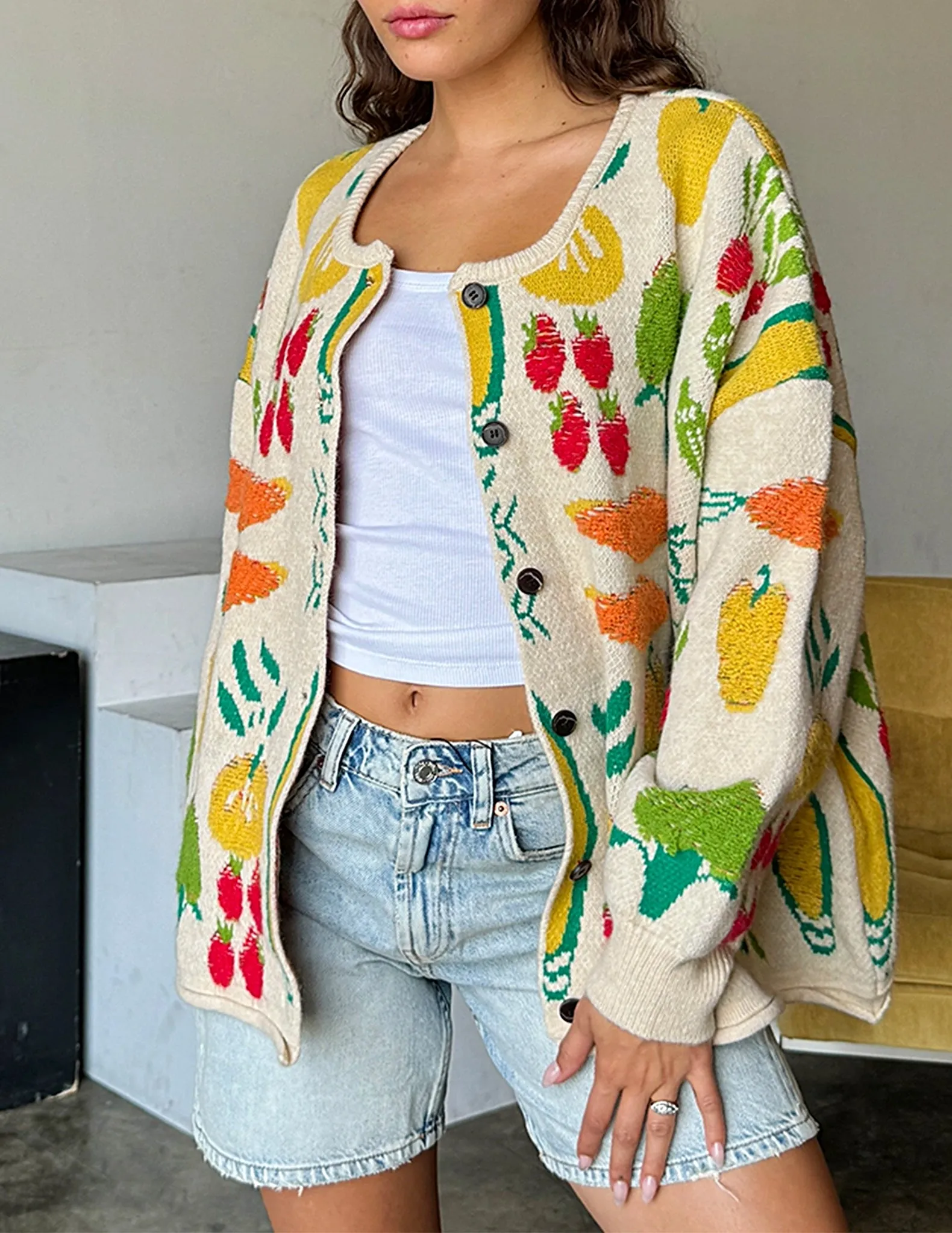 Farmer's Market Oversized Button Cardigan