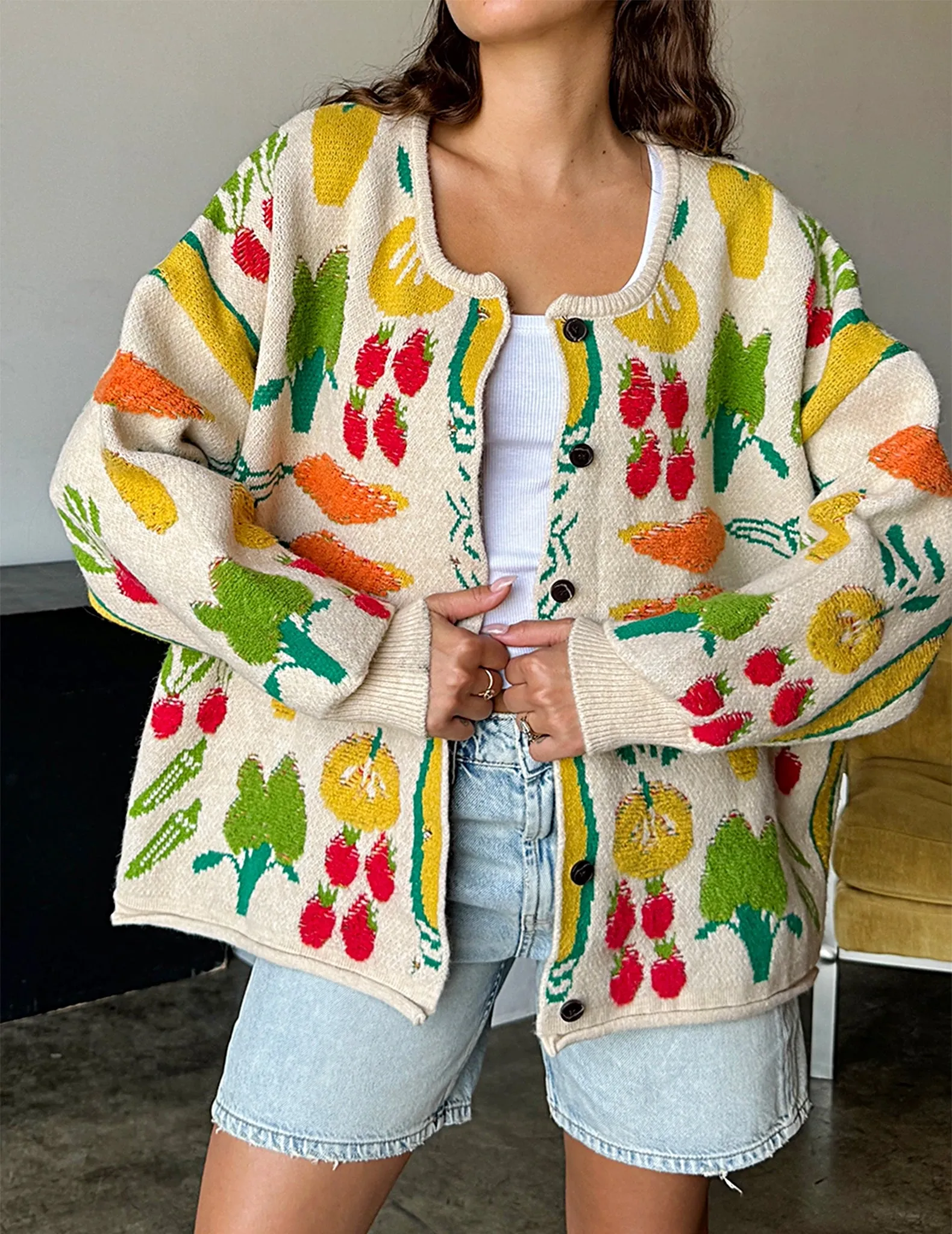 Farmer's Market Oversized Button Cardigan