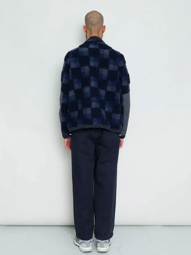 Folk Signal Fleece in Navy Checkerboard