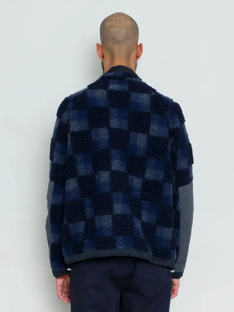 Folk Signal Fleece in Navy Checkerboard