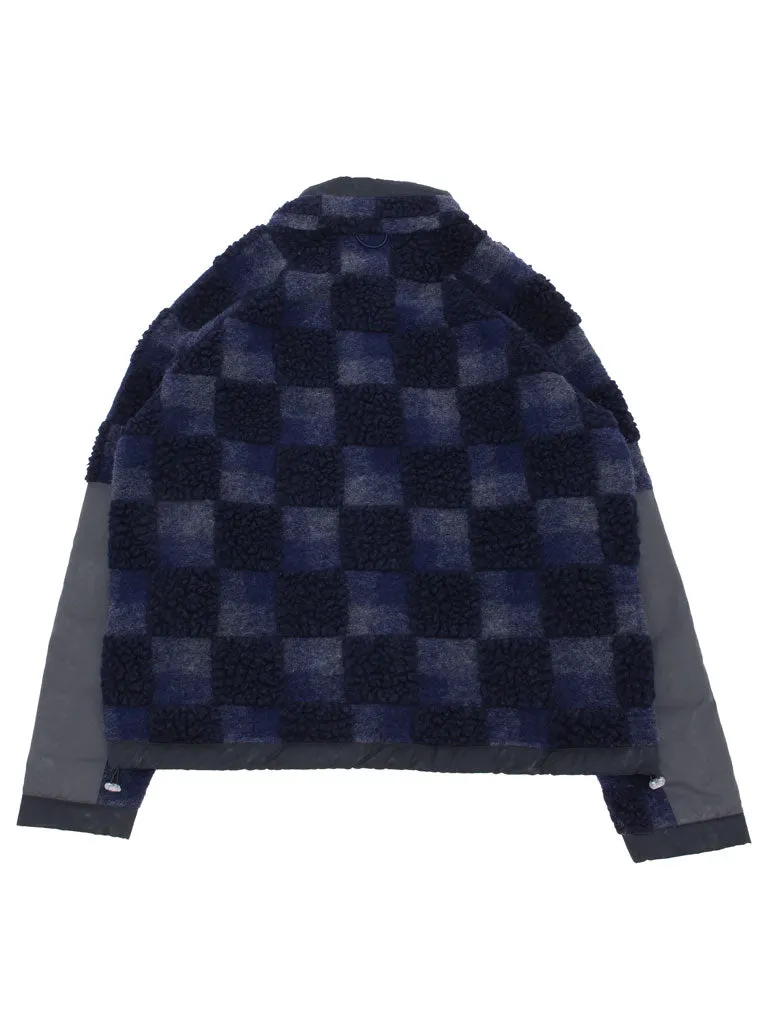 Folk Signal Fleece in Navy Checkerboard