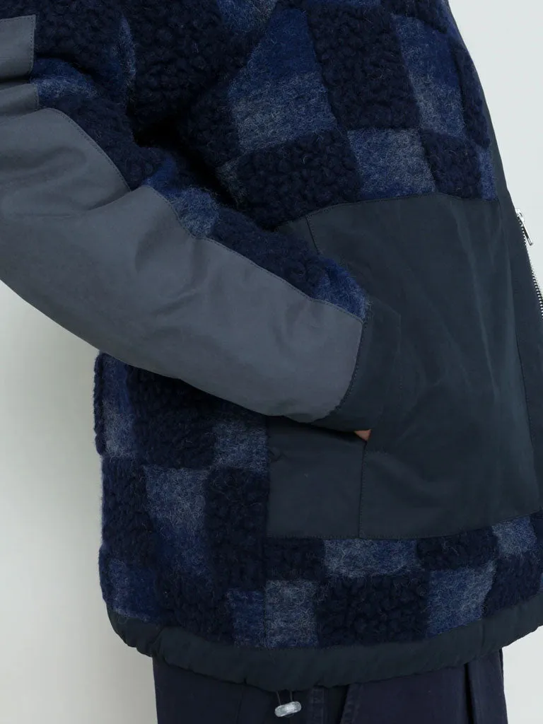 Folk Signal Fleece in Navy Checkerboard