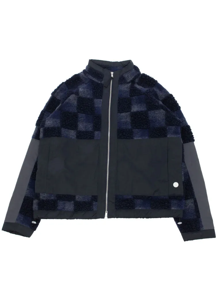 Folk Signal Fleece in Navy Checkerboard