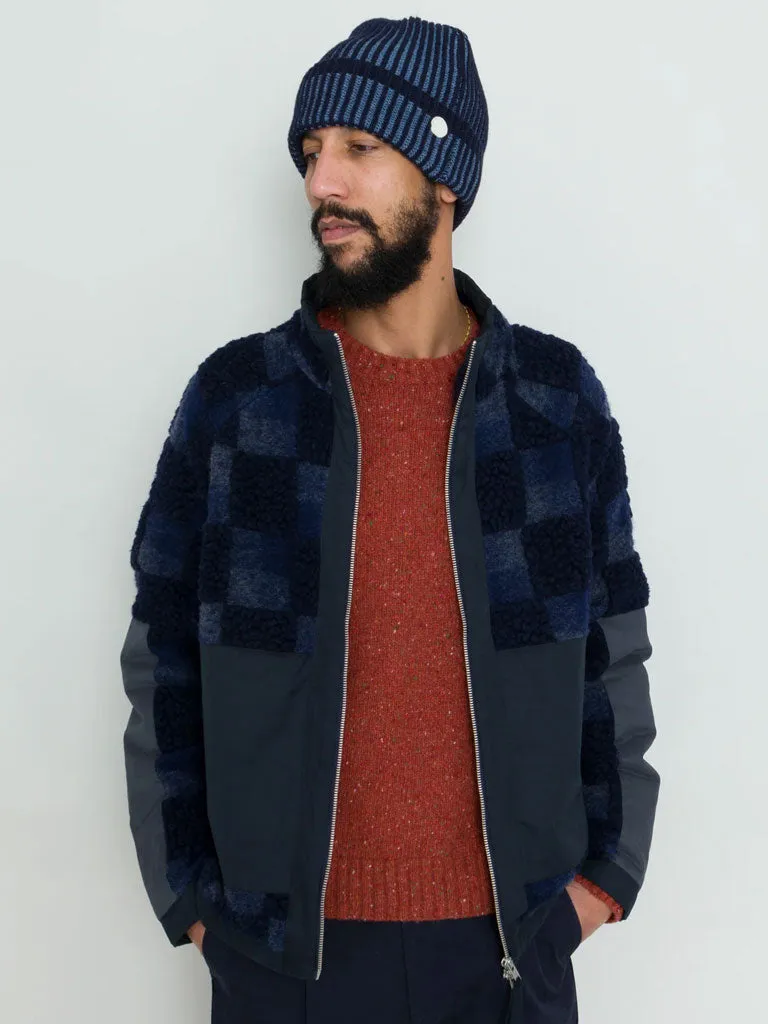 Folk Signal Fleece in Navy Checkerboard