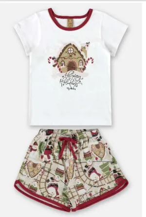 Girls short Christmas pajama set