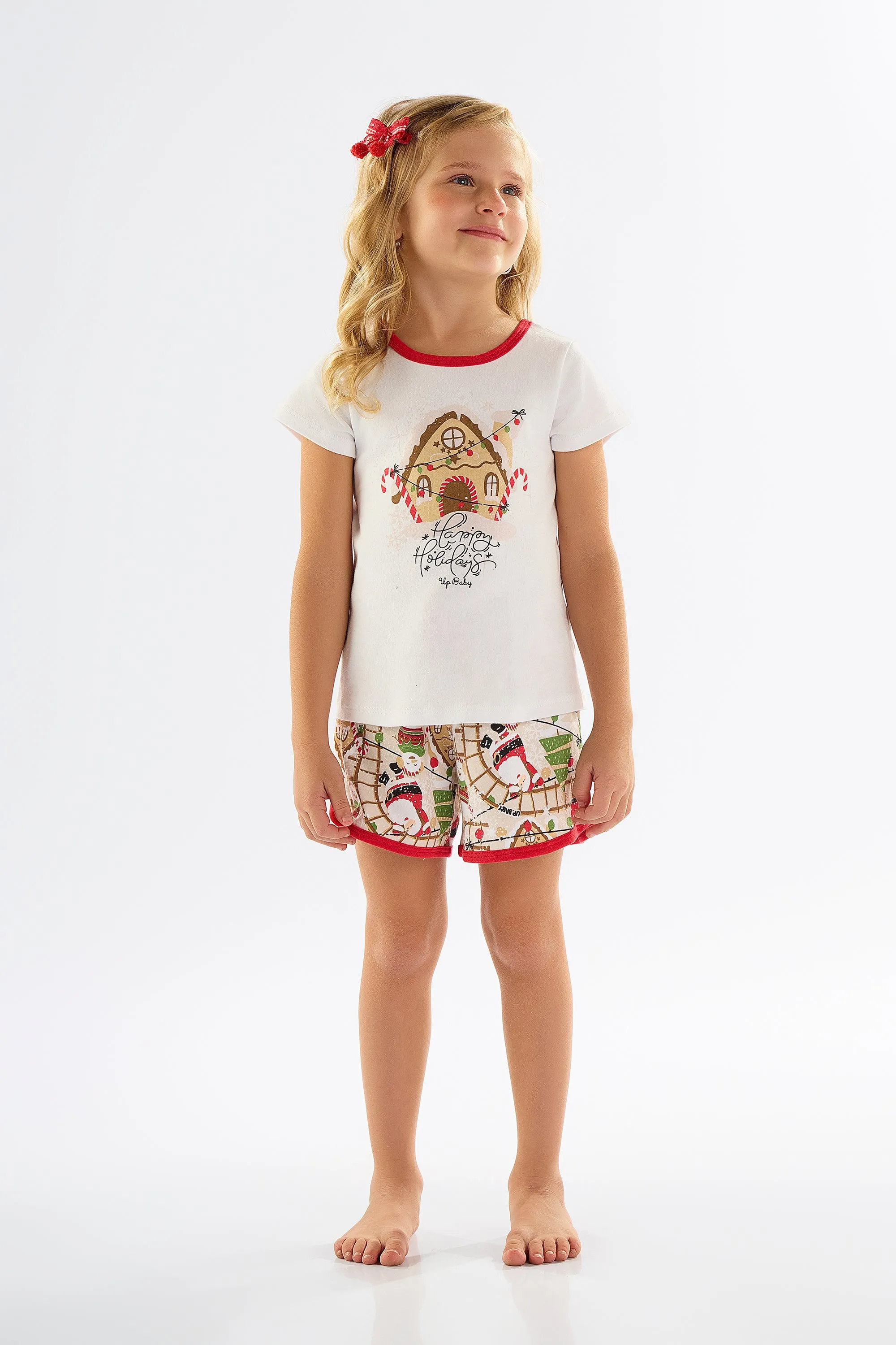 Girls short Christmas pajama set