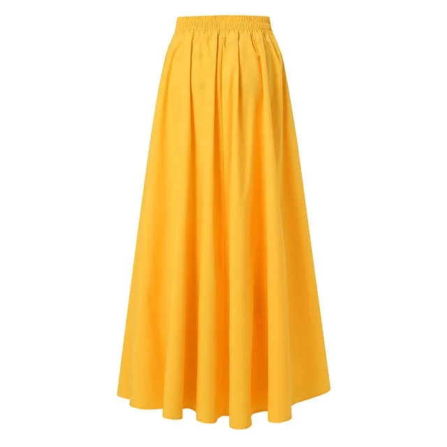 High-Waist Solid A-line Maxi Skirt