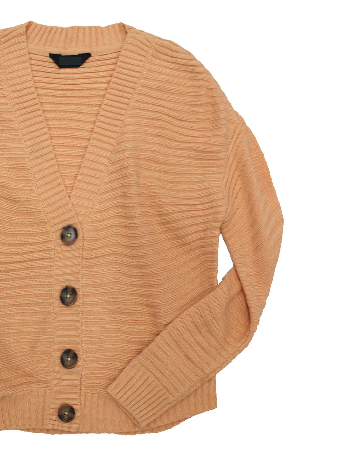 Ladies Wide Ribbed Button Through Soft Knitted V-Neck Plus Size Cardigans