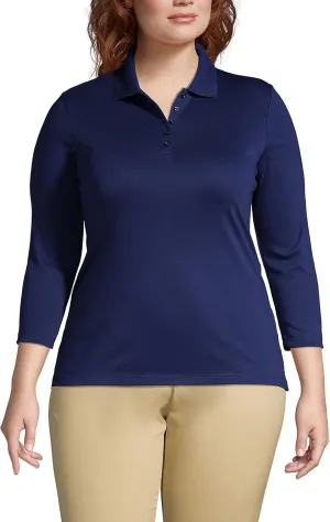 Lands' End Women's 3/4 Sleeve American-Grown Supima Cotton Polo Shirt