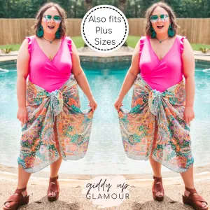 Let's Wrap This Up Paisley Satin Sarong in Teal