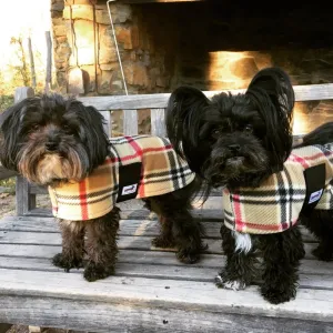 London Camel Plaid Fleece Dog Coat