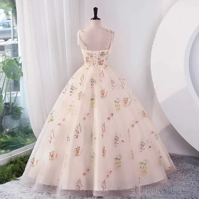Luxury Floral Embroidery Long Pink Prom Evening Dresses Women Summer Party Formal Occasions Reception Dress