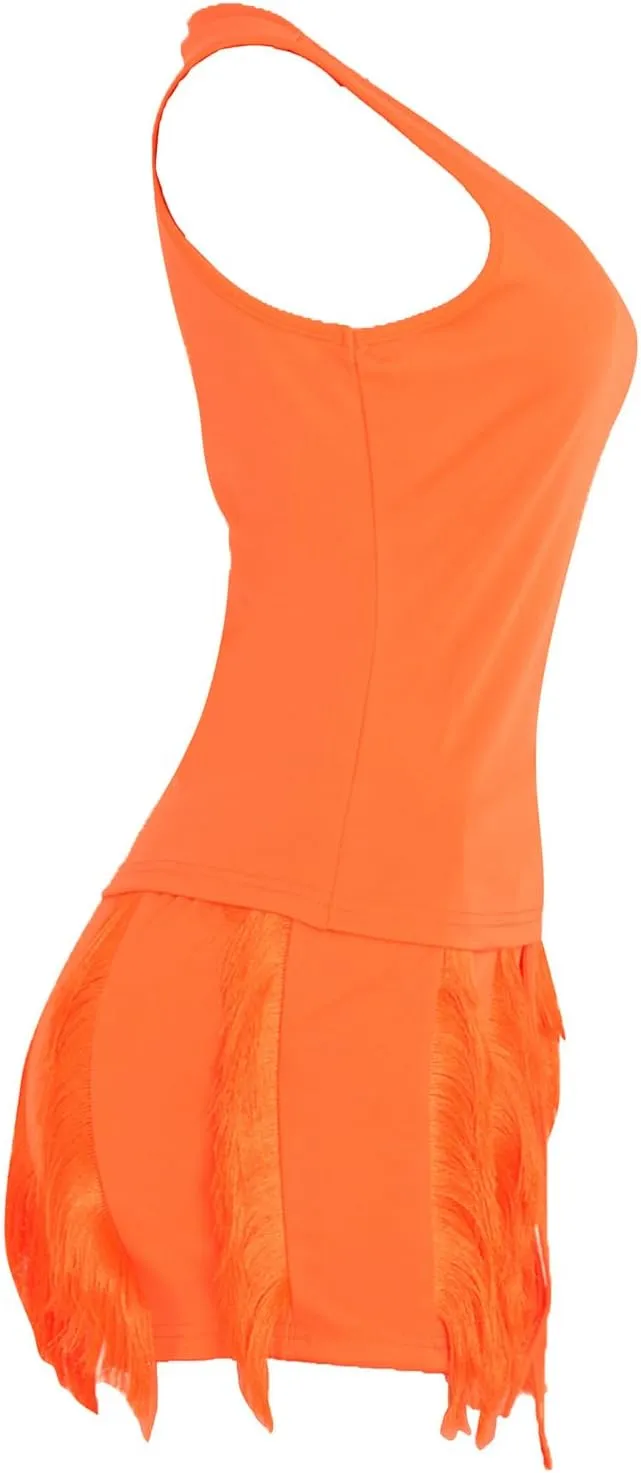 MESLIMA Short Sets for Women Sexy 2 Piece Outfits Solid Sleeveless Crop Tops Fringe Shorts Sets Party Jumpsuits