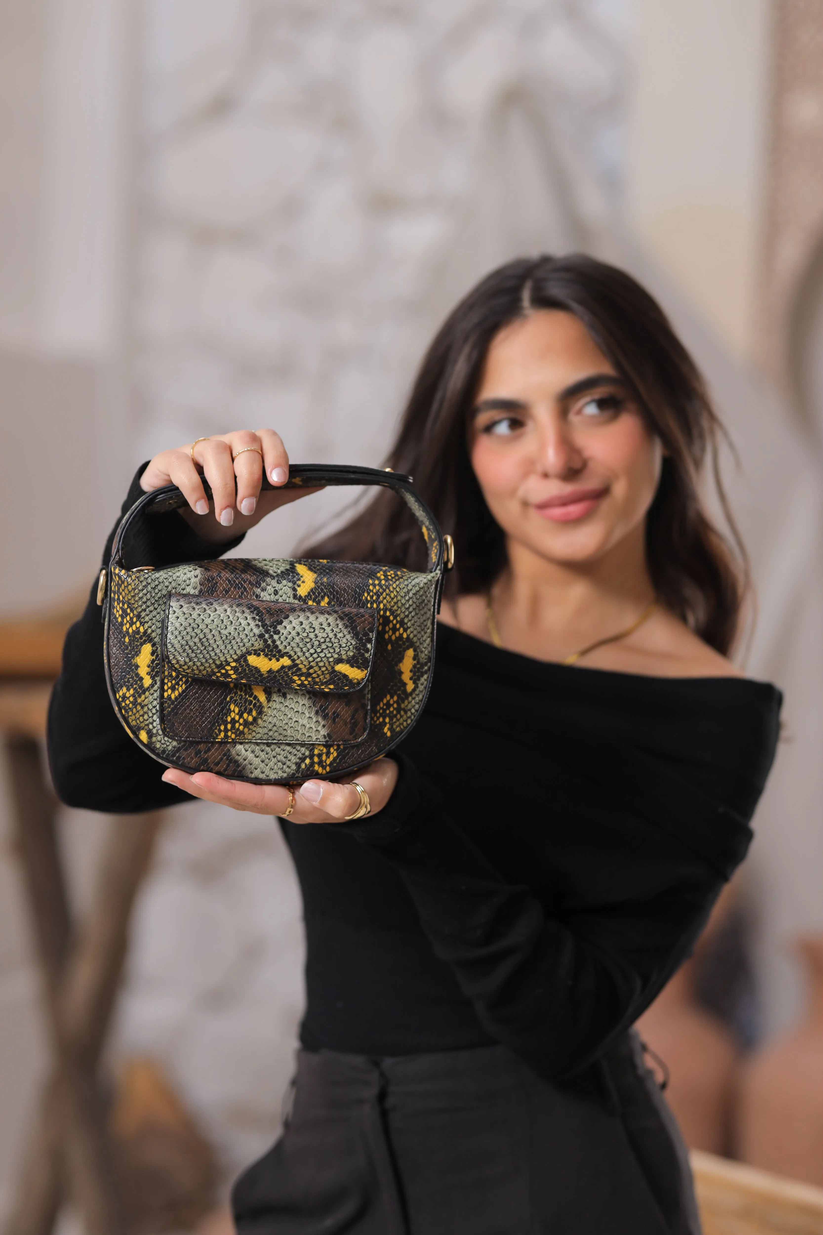 Midnight Luxe Bag - Olive SnakeSkin