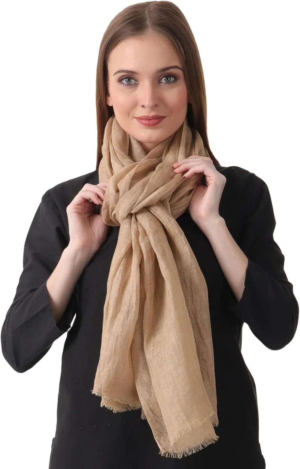 Natural Flax Linen, Solid Color, Light, Airy All Weather Scarf.