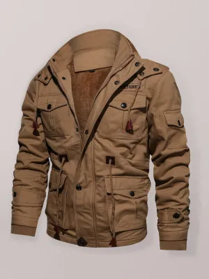 Oversized Cotton Utility Jacket with Faux Fur Lining | Hooded Windbreaker for Men