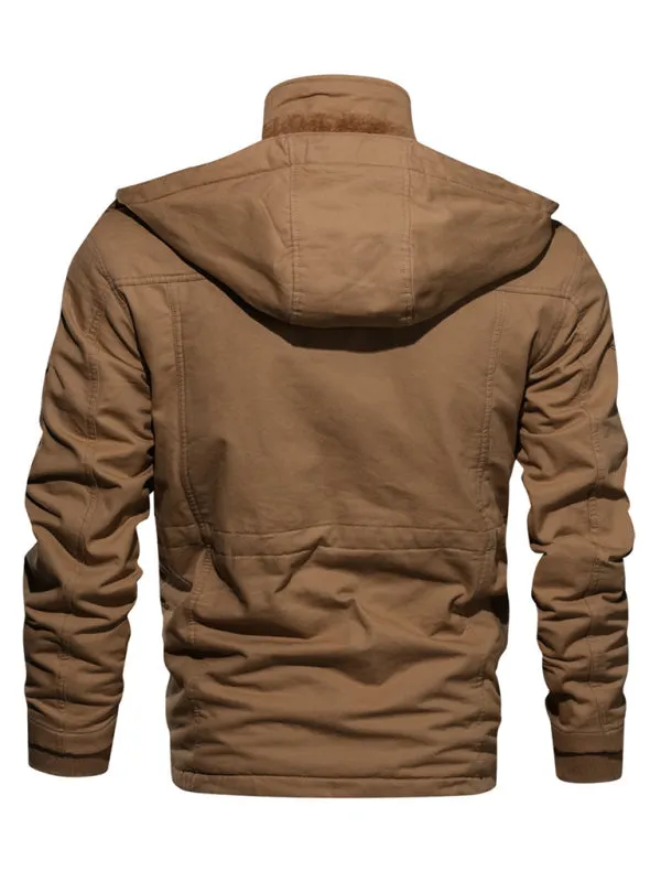 Oversized Cotton Utility Jacket with Faux Fur Lining | Hooded Windbreaker for Men