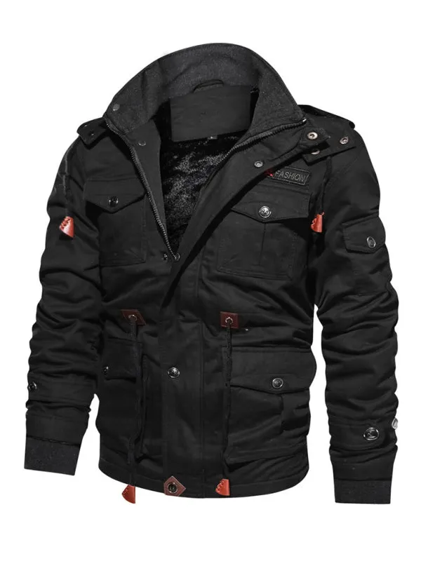 Oversized Cotton Utility Jacket with Faux Fur Lining | Hooded Windbreaker for Men