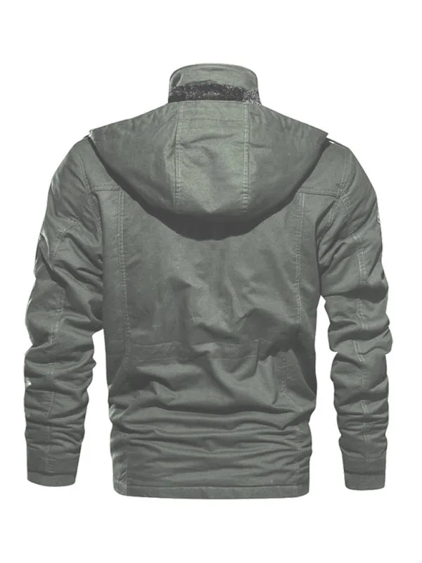 Oversized Cotton Utility Jacket with Faux Fur Lining | Hooded Windbreaker for Men