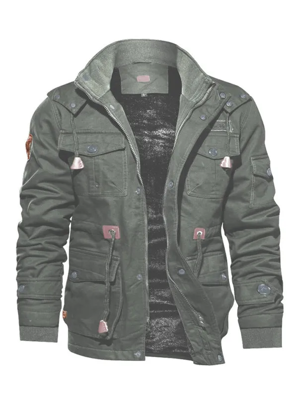Oversized Cotton Utility Jacket with Faux Fur Lining | Hooded Windbreaker for Men