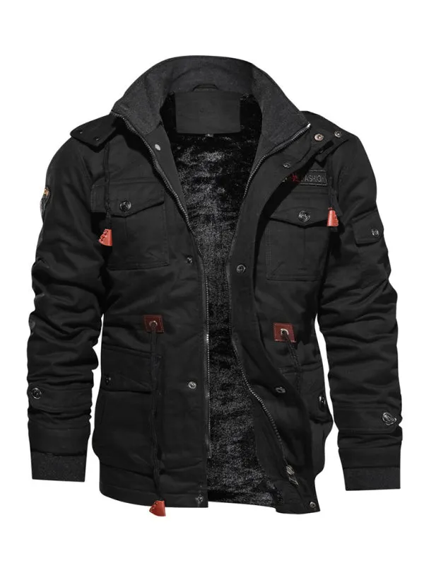 Oversized Cotton Utility Jacket with Faux Fur Lining | Hooded Windbreaker for Men