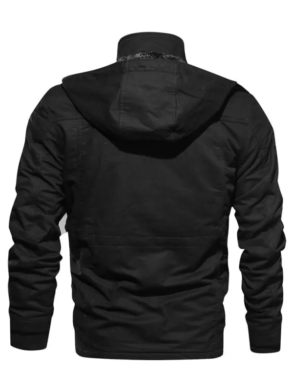 Oversized Cotton Utility Jacket with Faux Fur Lining | Hooded Windbreaker for Men
