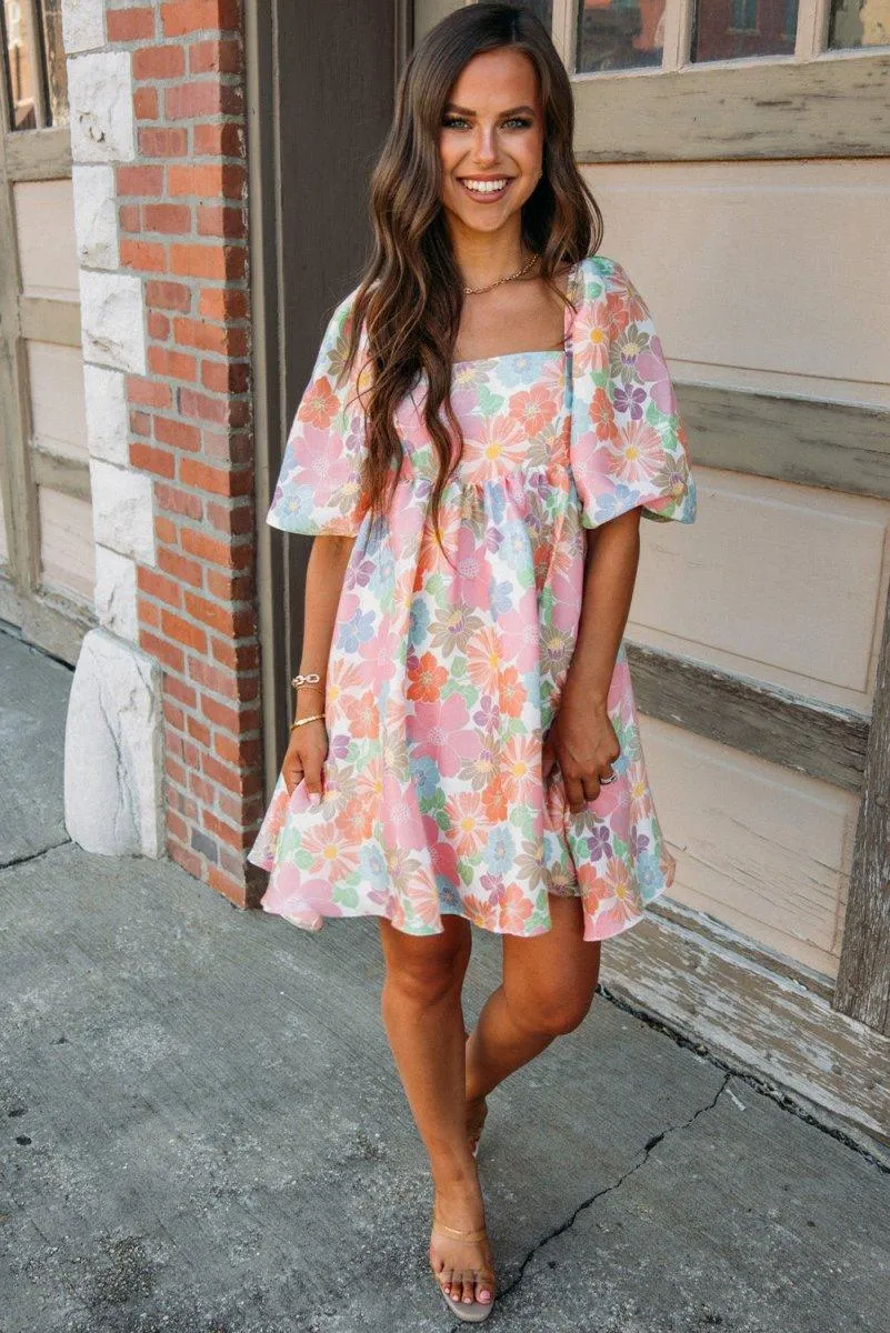 Pink Floral Summer Babydoll Dress