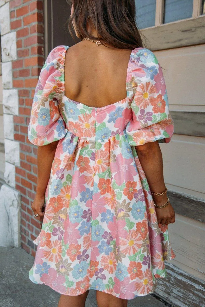 Pink Floral Summer Babydoll Dress
