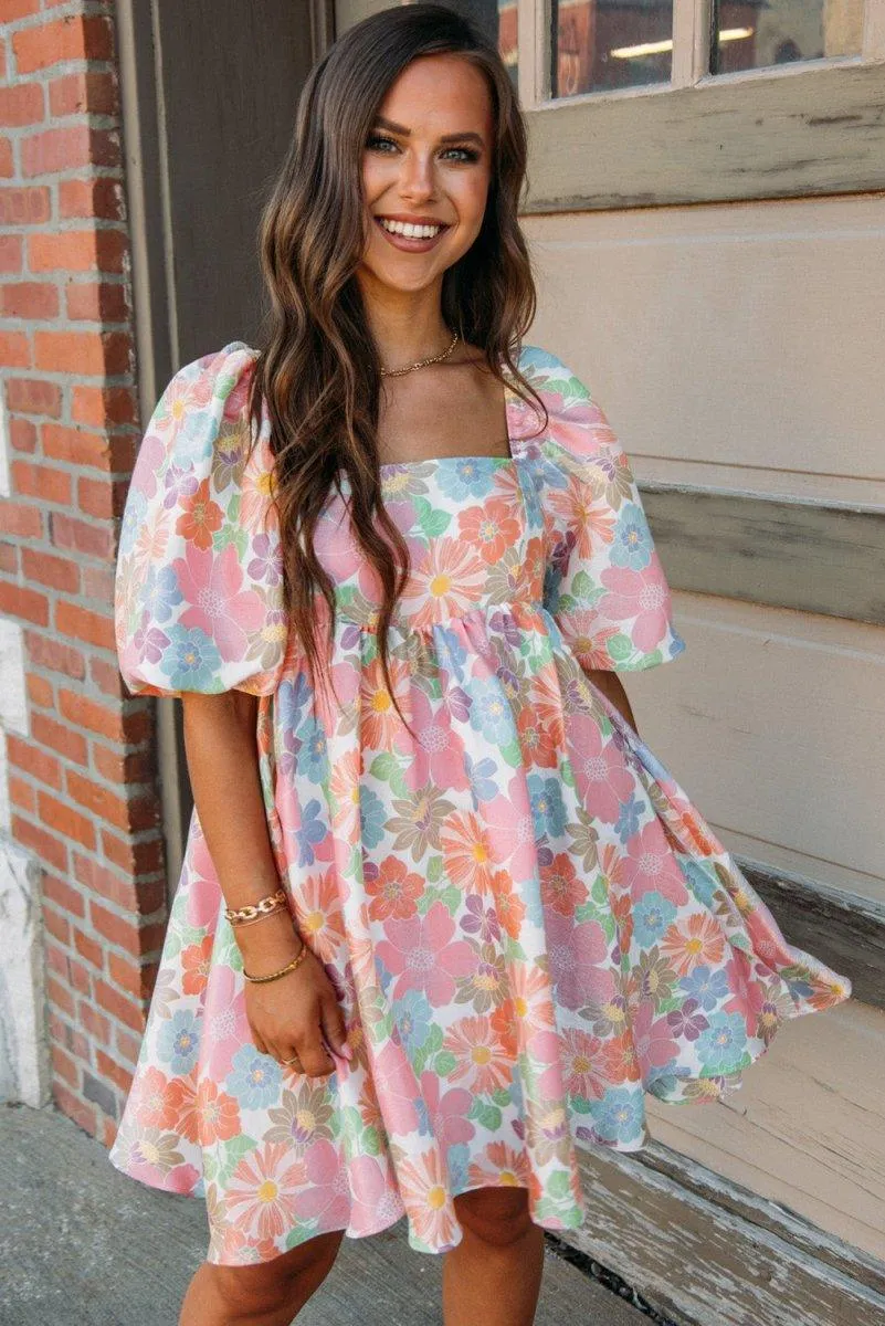 Pink Floral Summer Babydoll Dress